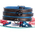 SiaLinda: Halsband echtes Elch Leder mit kleinem O-Ring, zweifarbig, schwarz / blau 14 mm breit - SiaLinda.com